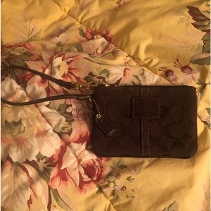 “NWOT” Brown Coach Canvas Wristlet